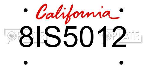 8IS5012 California License Plate