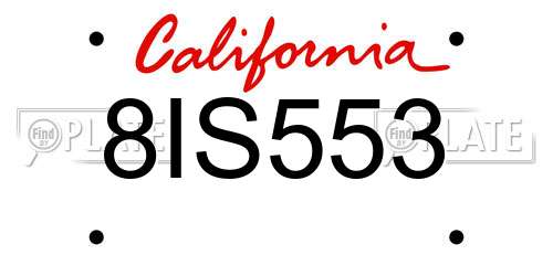 8IS553 California License Plate