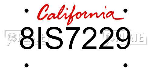 8IS7229 California License Plate