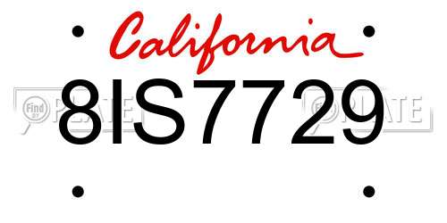 8IS7729 California License Plate