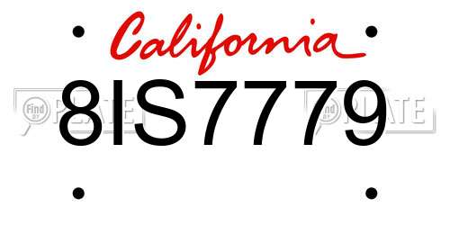 8IS7779 California License Plate