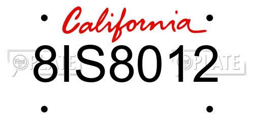 8IS8012 California License Plate