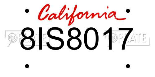 8IS8017 California License Plate