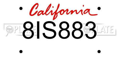 8IS883 California License Plate