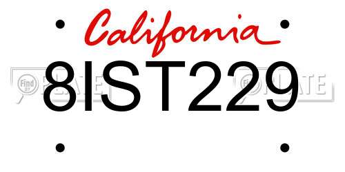8IST229 California License Plate