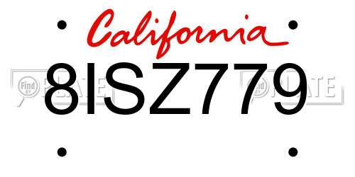 8ISZ779 California License Plate