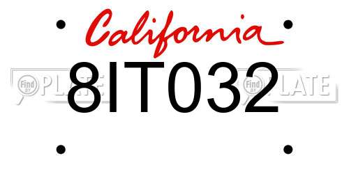 8IT032 California License Plate