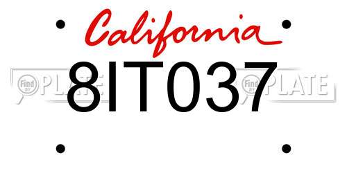 8IT037 California License Plate
