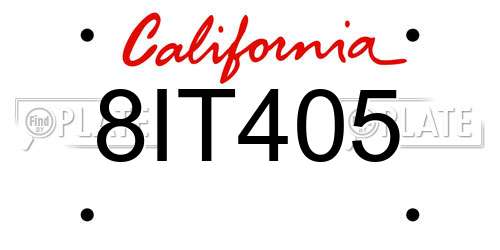 8IT405 California License Plate