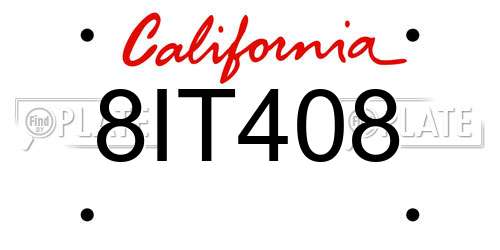 8IT408 California License Plate