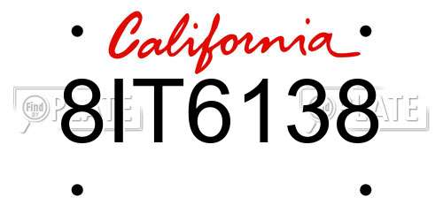 8IT6138 California License Plate