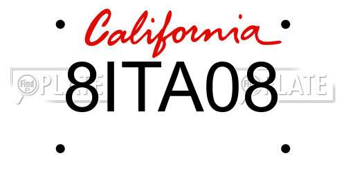 8ITA08 California License Plate