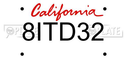 8ITD32 California License Plate