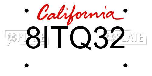 8ITQ32 California License Plate