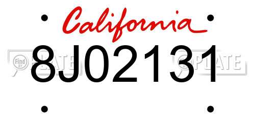 8J02131 California License Plate