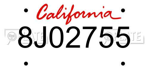8J02755 California License Plate
