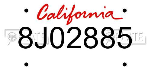 8J02885 California License Plate