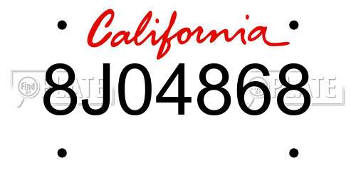 8J04868 California License Plate