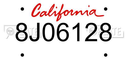 8J06128 California License Plate