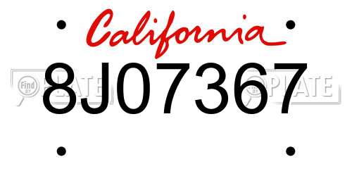 8J07367 California License Plate