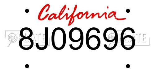 8J09696 California License Plate