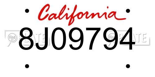 8J09794 California License Plate
