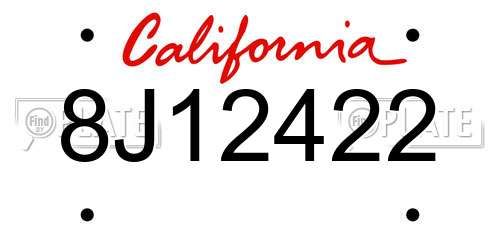 8J12422 California License Plate