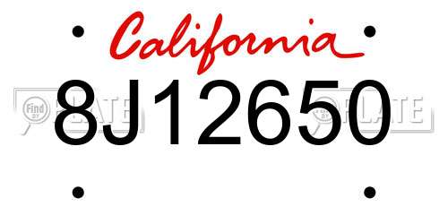 8J12650 California License Plate