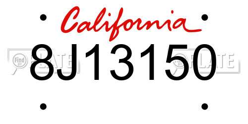 8J13150 California License Plate