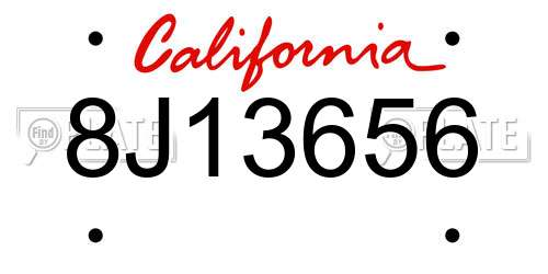 8J13656 California License Plate