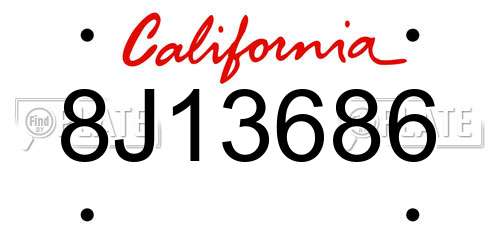 8J13686 California License Plate