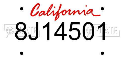 8J14501 California License Plate