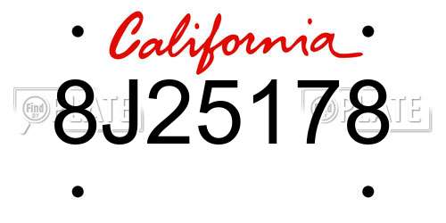8J25178 California License Plate