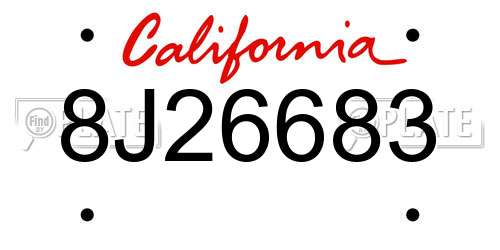 8J26683 California License Plate