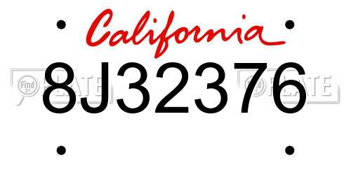 8J32376 California License Plate