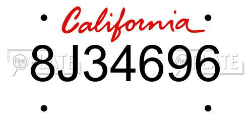 8J34696 California License Plate