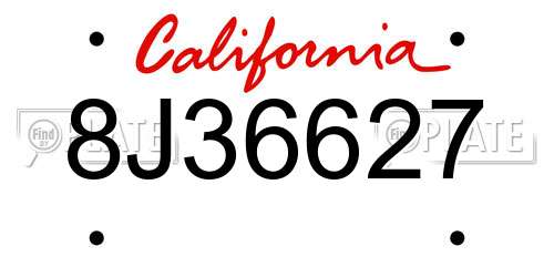 8J36627 California License Plate