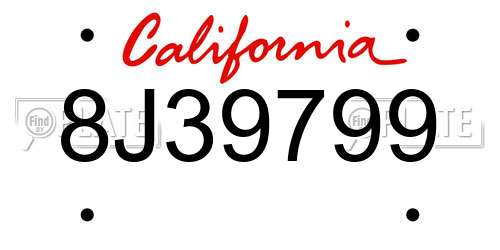 8J39799 California License Plate