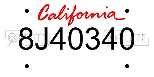 8J40340 California License Plate