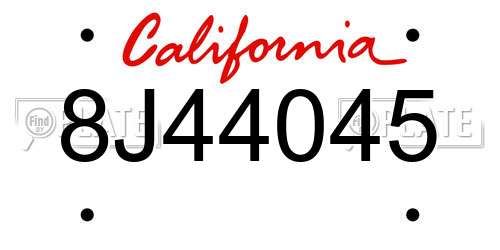 8J44045 California License Plate