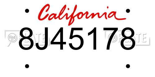 8J45178 California License Plate
