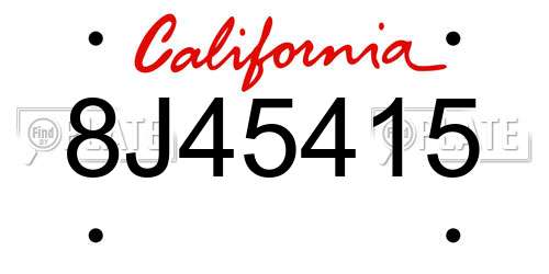 8J45415 California License Plate
