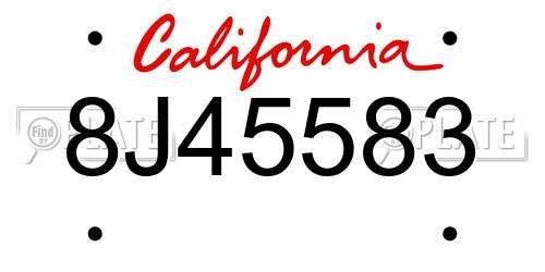 8J45583 California License Plate