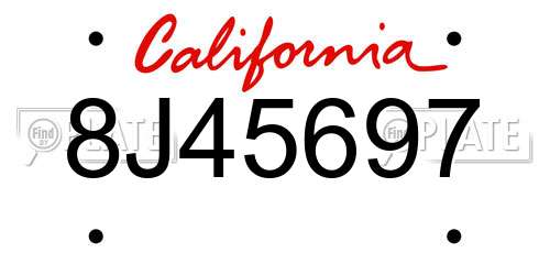 8J45697 California License Plate