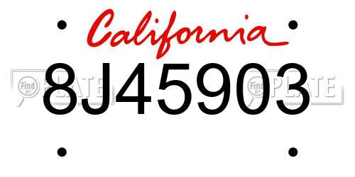 8J45903 California License Plate
