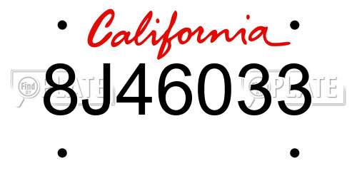 8J46033 California License Plate