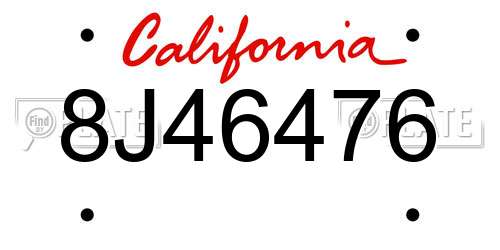 8J46476 California License Plate