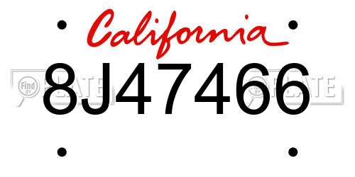 8J47466 California License Plate