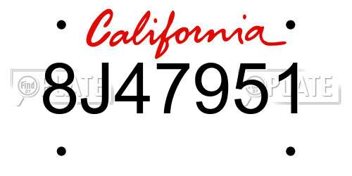 8J47951 California License Plate