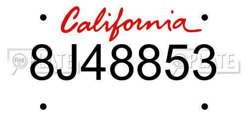 8J48853 California License Plate